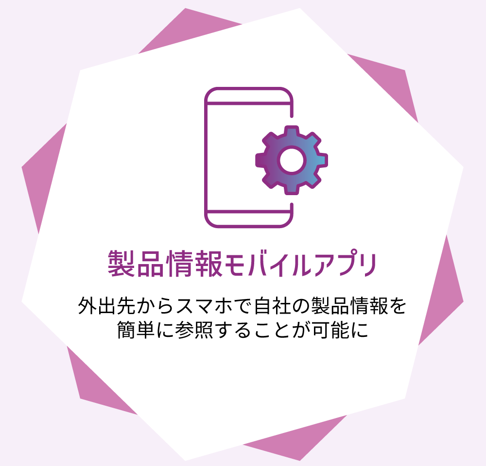 外出先からスマホで自社の製品情報を簡単に参照することが可能に