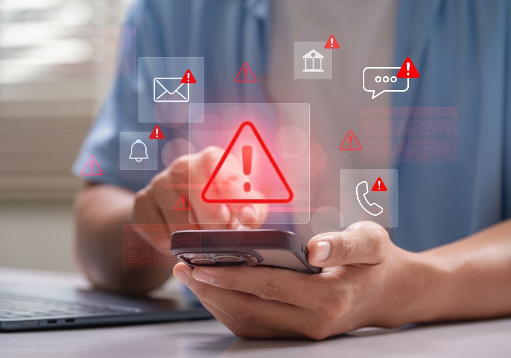 BYODスマホがウイルスやマルウェア感染のリスクにさらされるイメージ