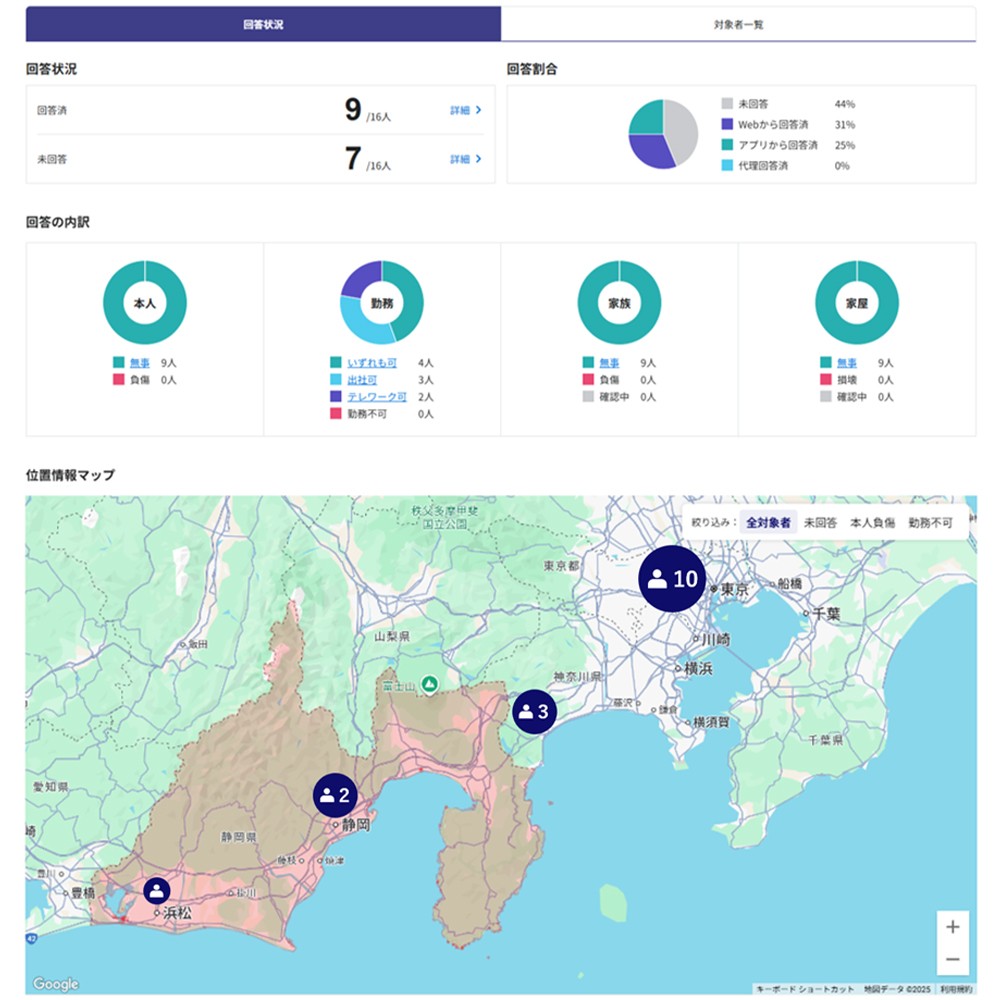 レポート画面と位置情報マップのイメージ画像