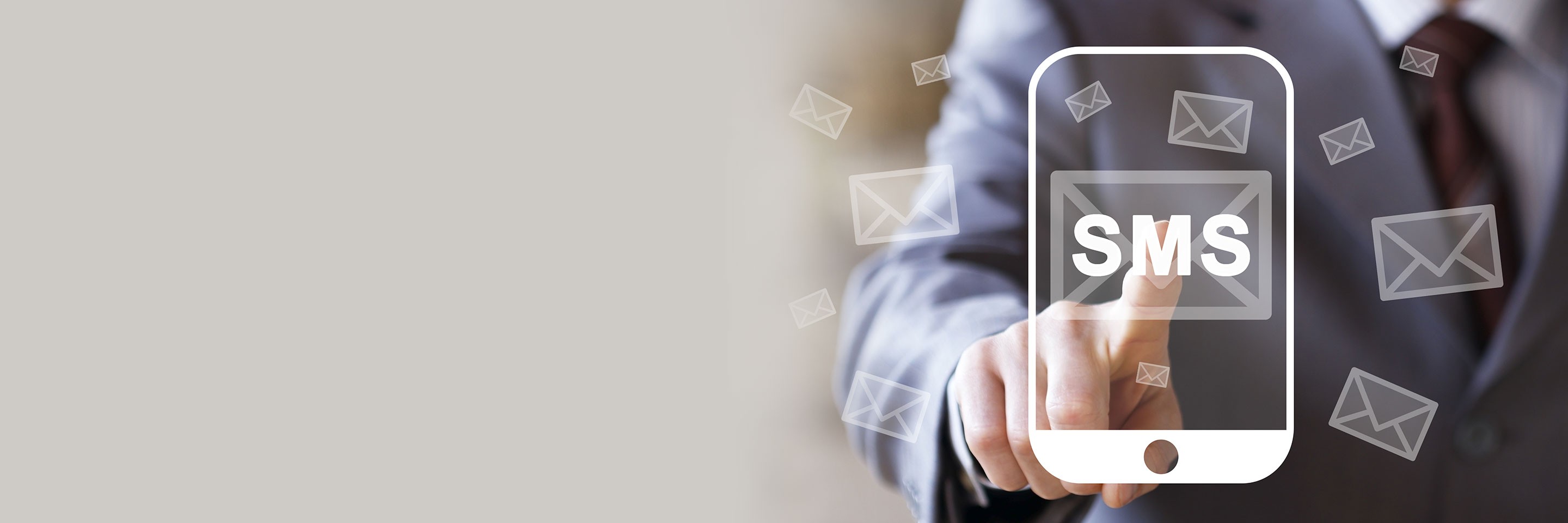 Businessman pressing modern technology panel sms message mail smartphone