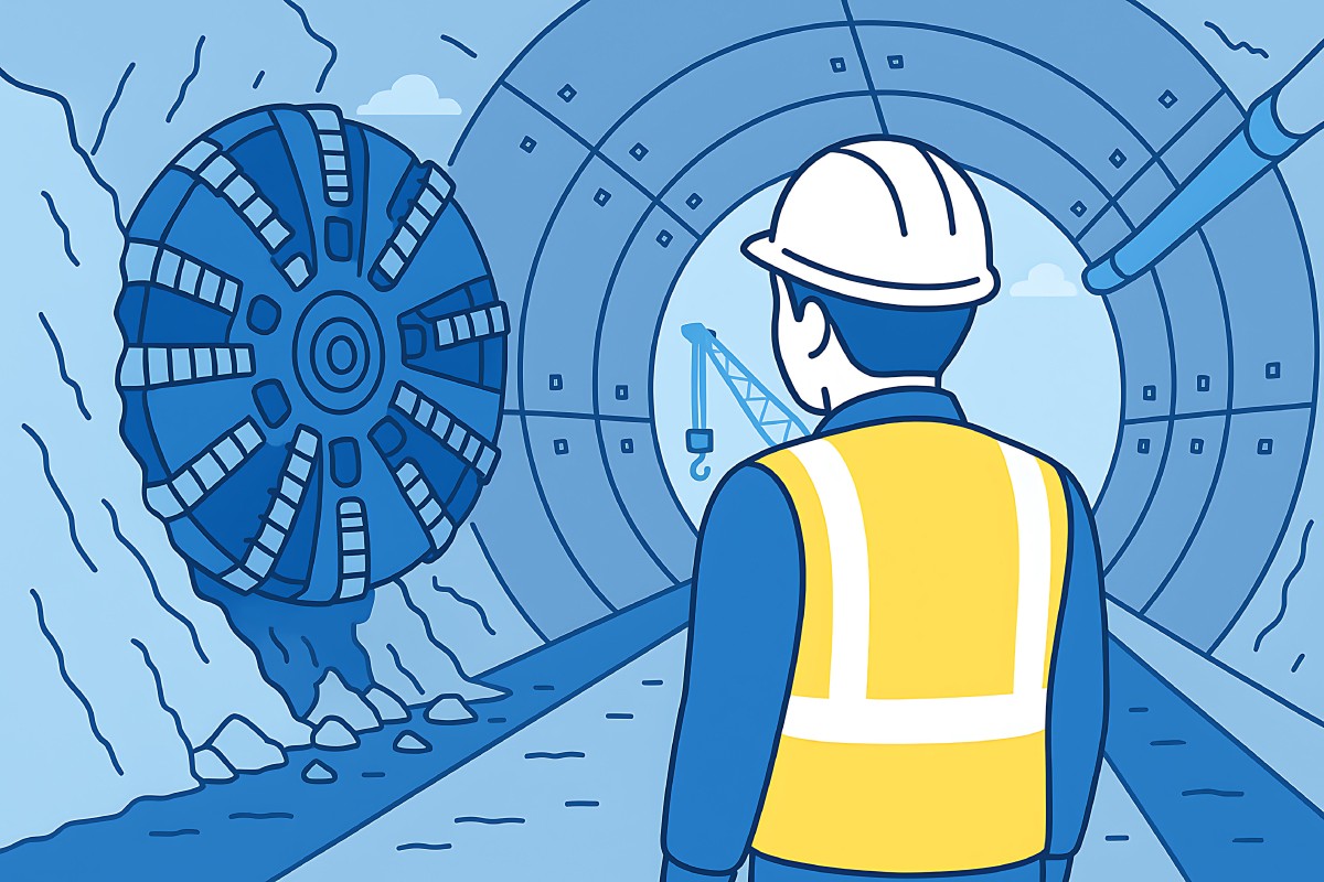 トンネル工事現場のイメージイラスト