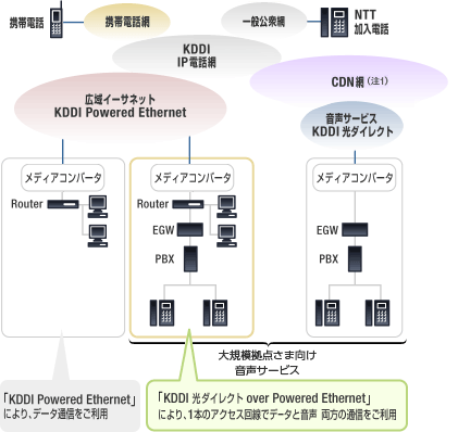 KDDI 光ダイレクト over Powered Ethernetのシステム概要図