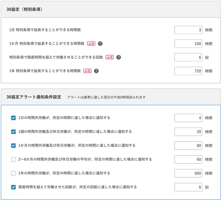 アラート設定