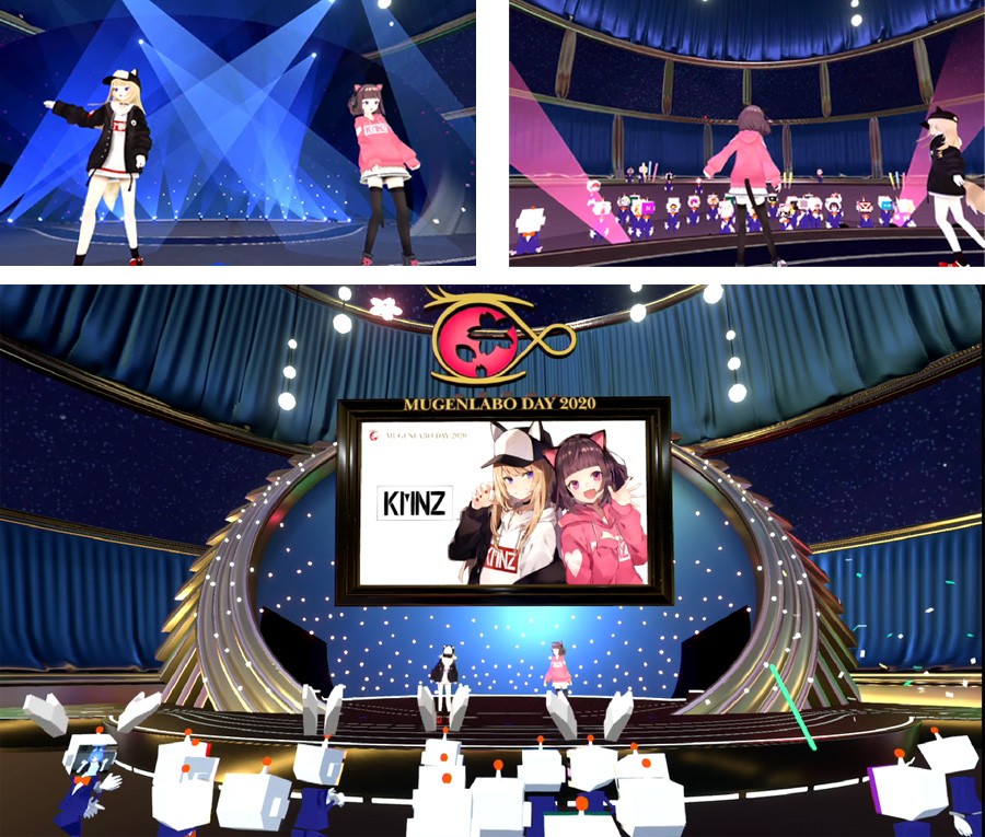 第3部として行われた、バーチャルガールズデュオ「KMNZ（ケモノズ）」 によるライブの様子