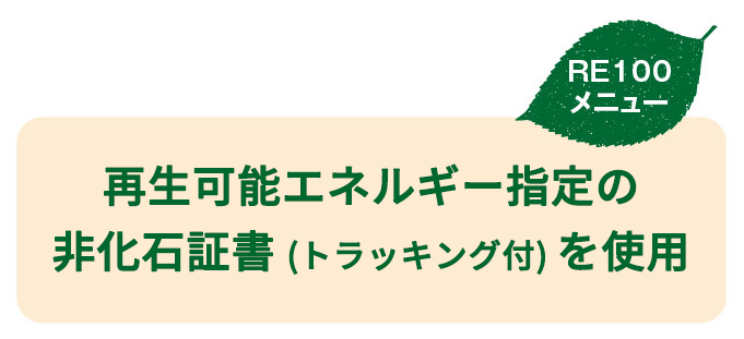 再生可能エネルギー指定の非化石証書 (トラッキング付) を使用