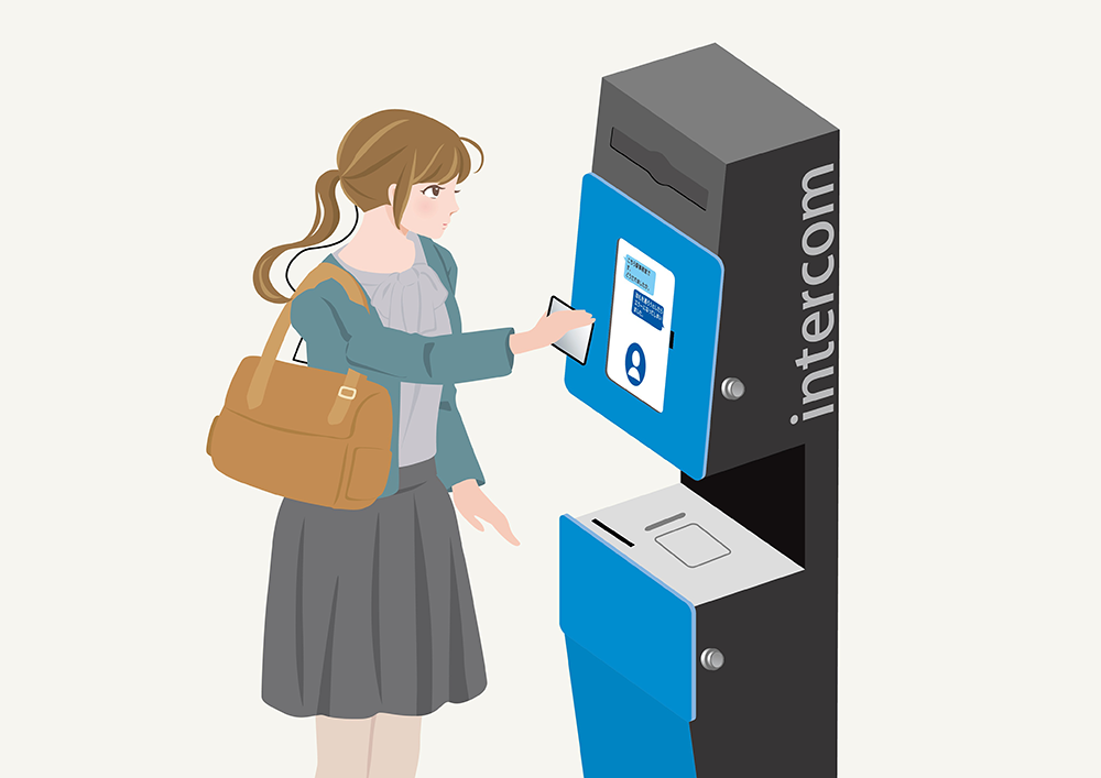 お客さまがお持ちの乗車券・定期券の券面をタブレット端末のカメラに提示する図