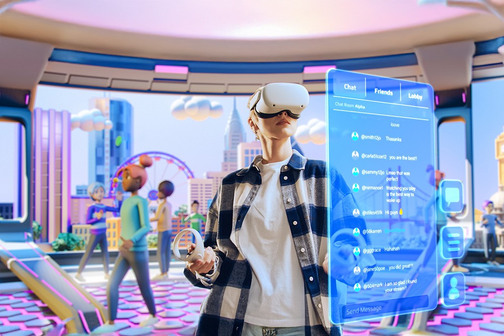 仮想空間上に再現された現実世界の中で活動する人。