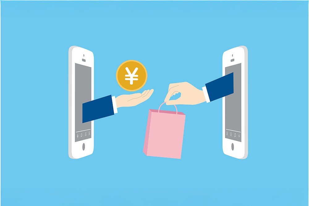 サービスや商品の提供者とユーザーを結びつけるイラストイメージ。